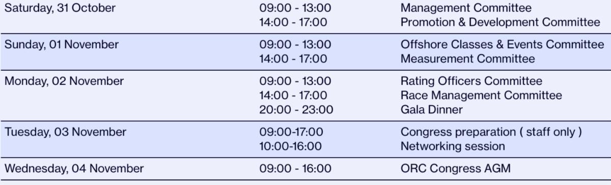 The Schedule of the ORC AGM 2026