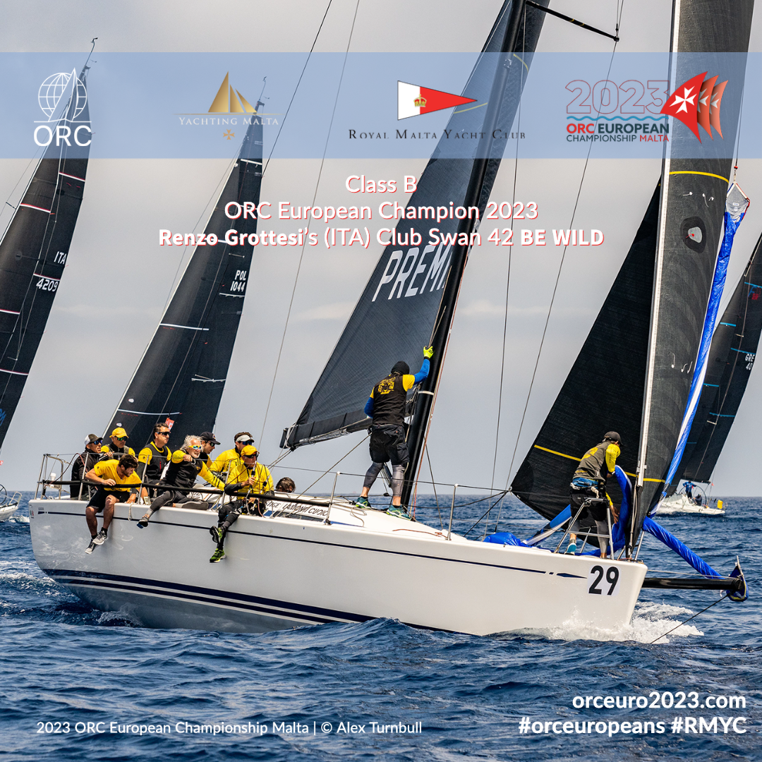 Renzo Grottesi’s (ITA) Club Swan 42 BE WILD - B Class 2023 ORC European Champion