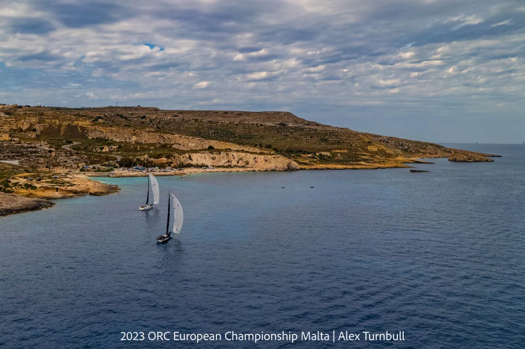 Slow going in Coastal Race at the ﻿2023 ORC Europeans in Malta