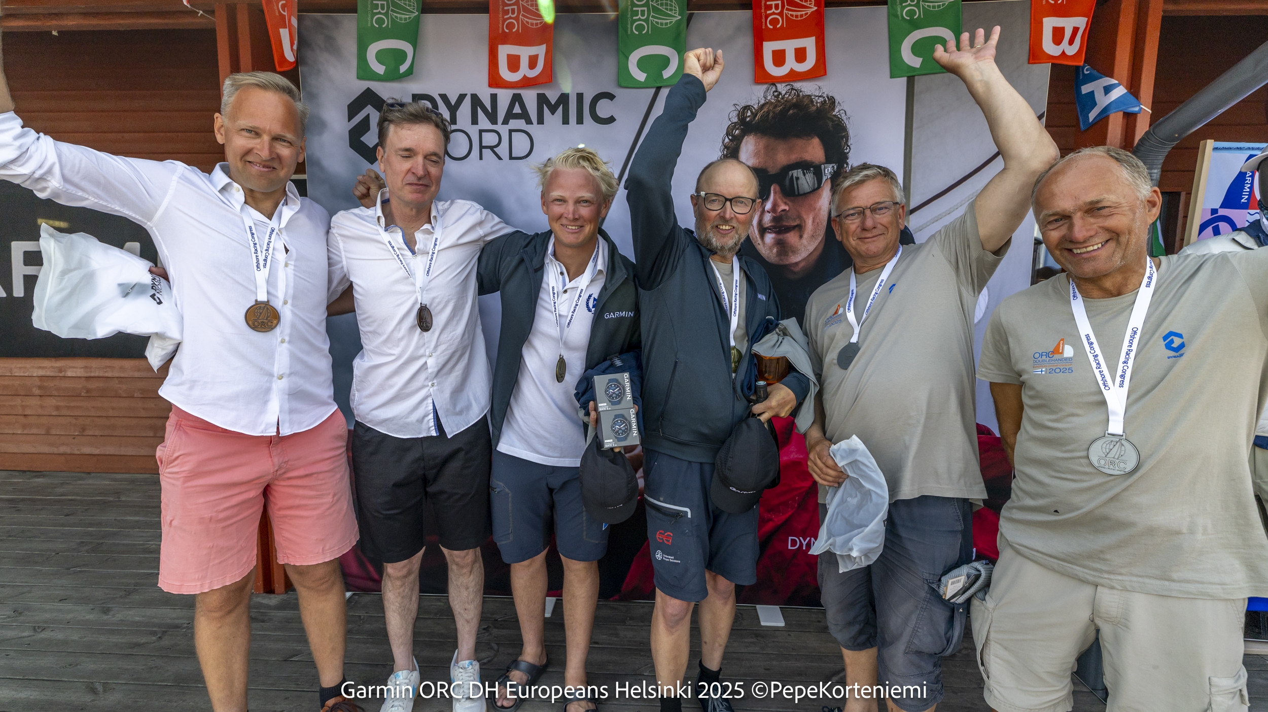 ORC Class C podium: Gold - Garmin Team Pro4u (SWE) Patrik and Emil Forsgren ; Silver: LETHE (NOR) Øyvind and Morten Knudsen ; Bronze: LaChapelle (FIN) - First 35 sailed by Joonas Päivärinta and Jaakko Perimaa - Garmin ORC DH European Championship Helsinki 2025 © Pepe Korteniemi