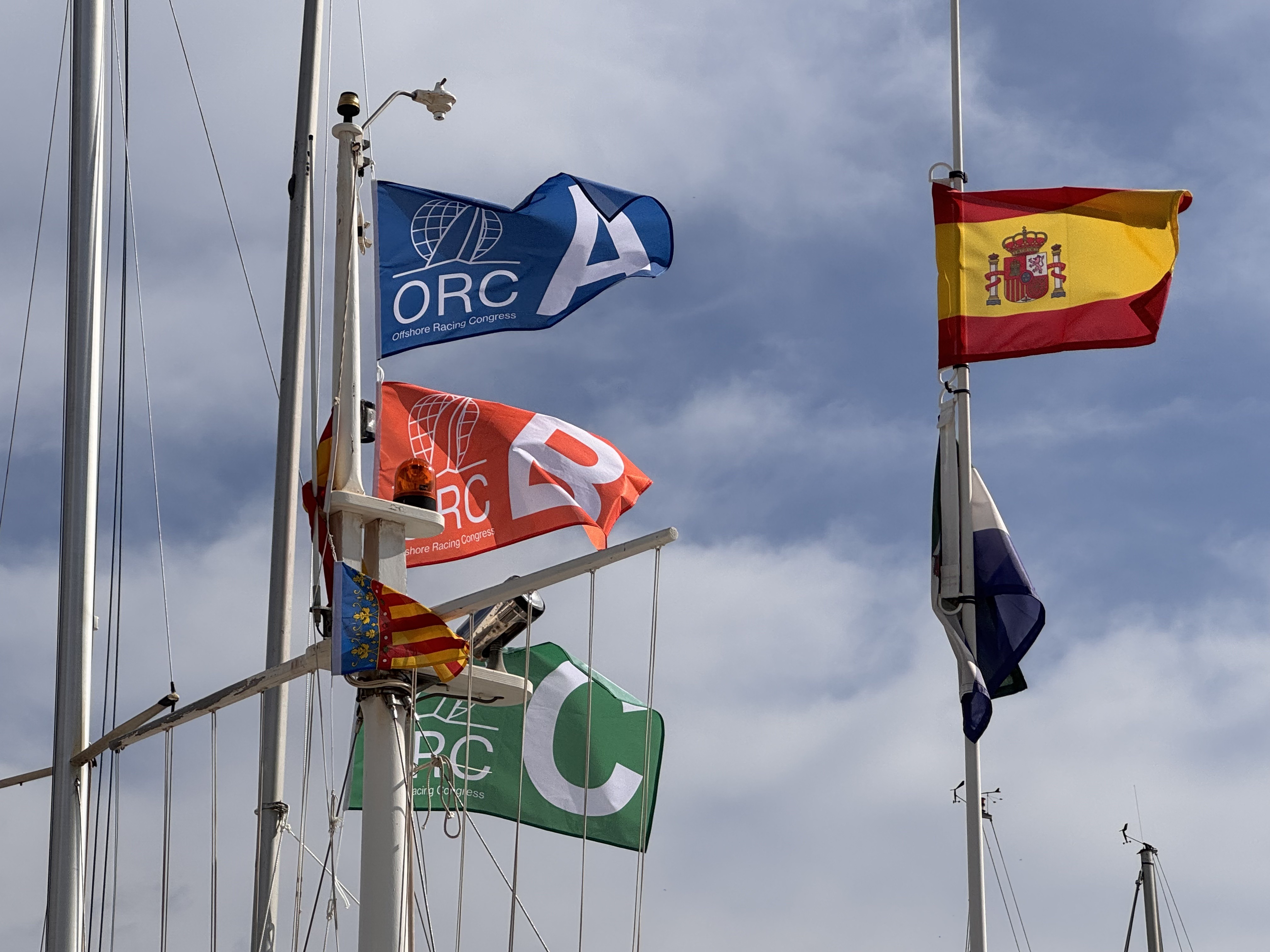 ORC Class Flags flying on the Race.Committee boat in CN Altea © ORC