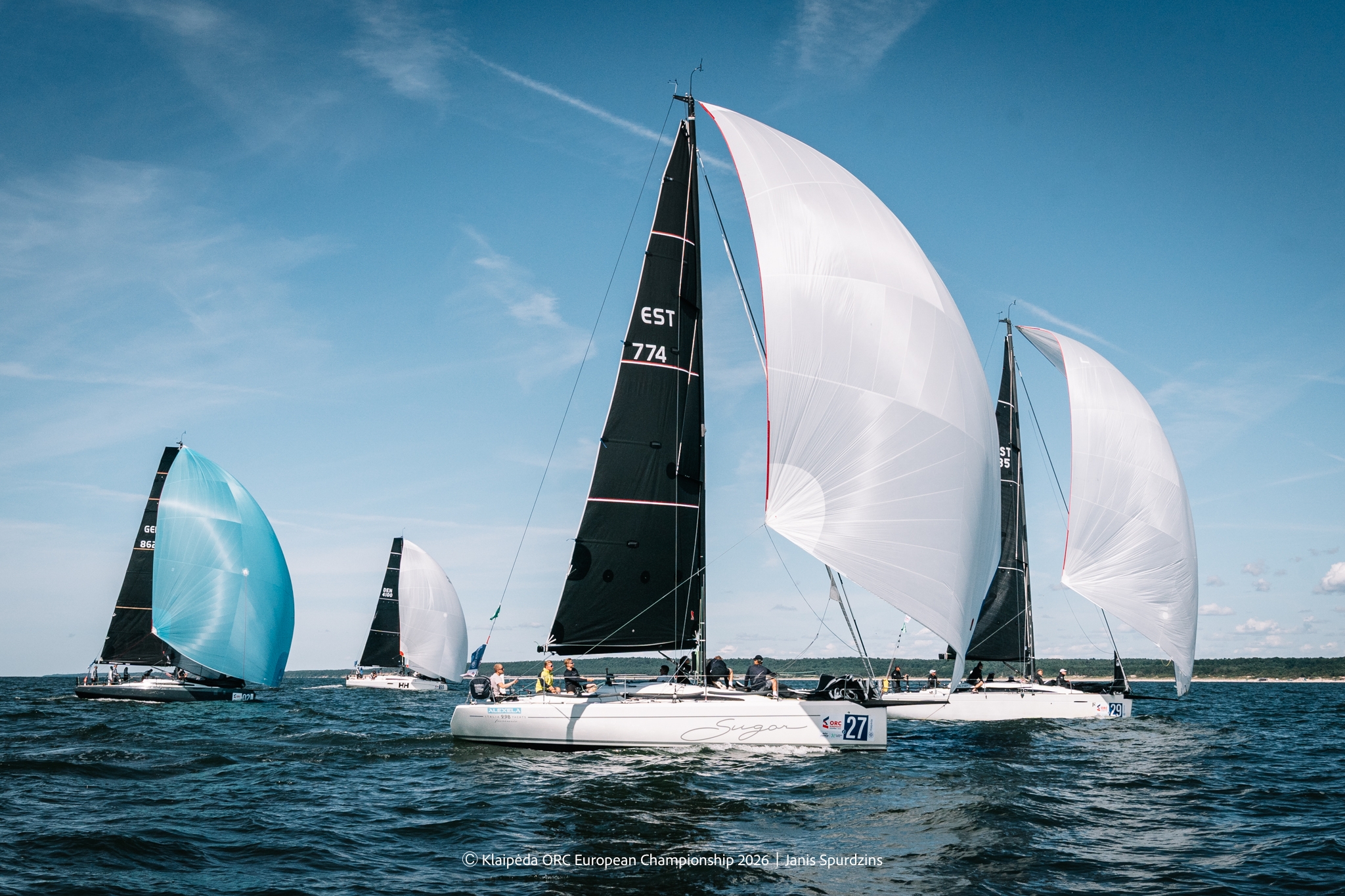 SUGAR, Italia 9.98 F with Henri Roihu (EST) at the helm - Sportland leg inshore race - Klaipėda ORC European Championship 2026, Lithuania © Janis Spurdzins