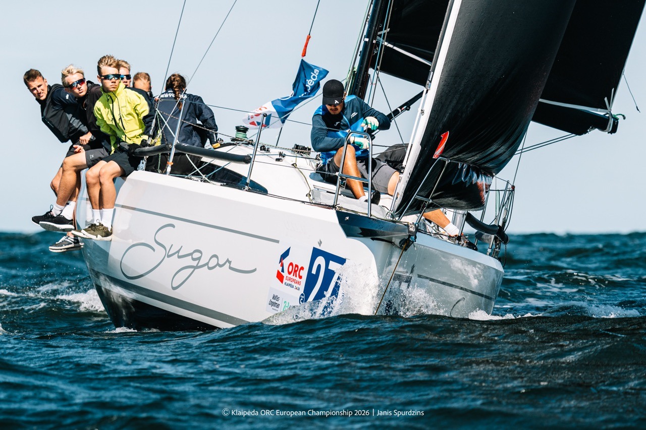 SUGAR, Italia 9.98 F with Henri Roihu (EST) at the helm - Klaipėda City Municipality Leg Inshore Races - Klaipėda ORC European Championship 2026, Lithuania © Janis Spurdzins