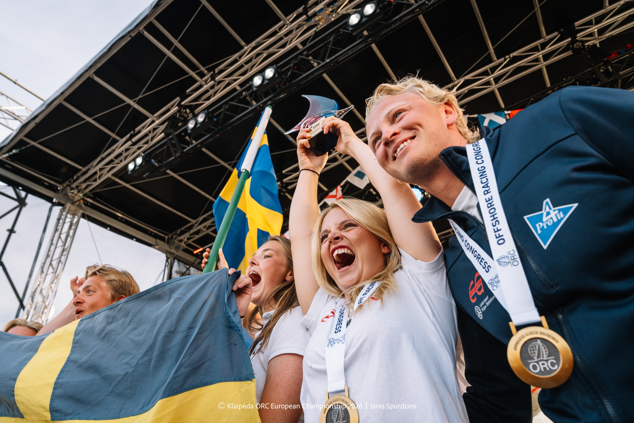 GARMIN Team Pro4u team celebrating - Klaipėda ORC European Championship 2026, Lithuania © Janis Spurdzins