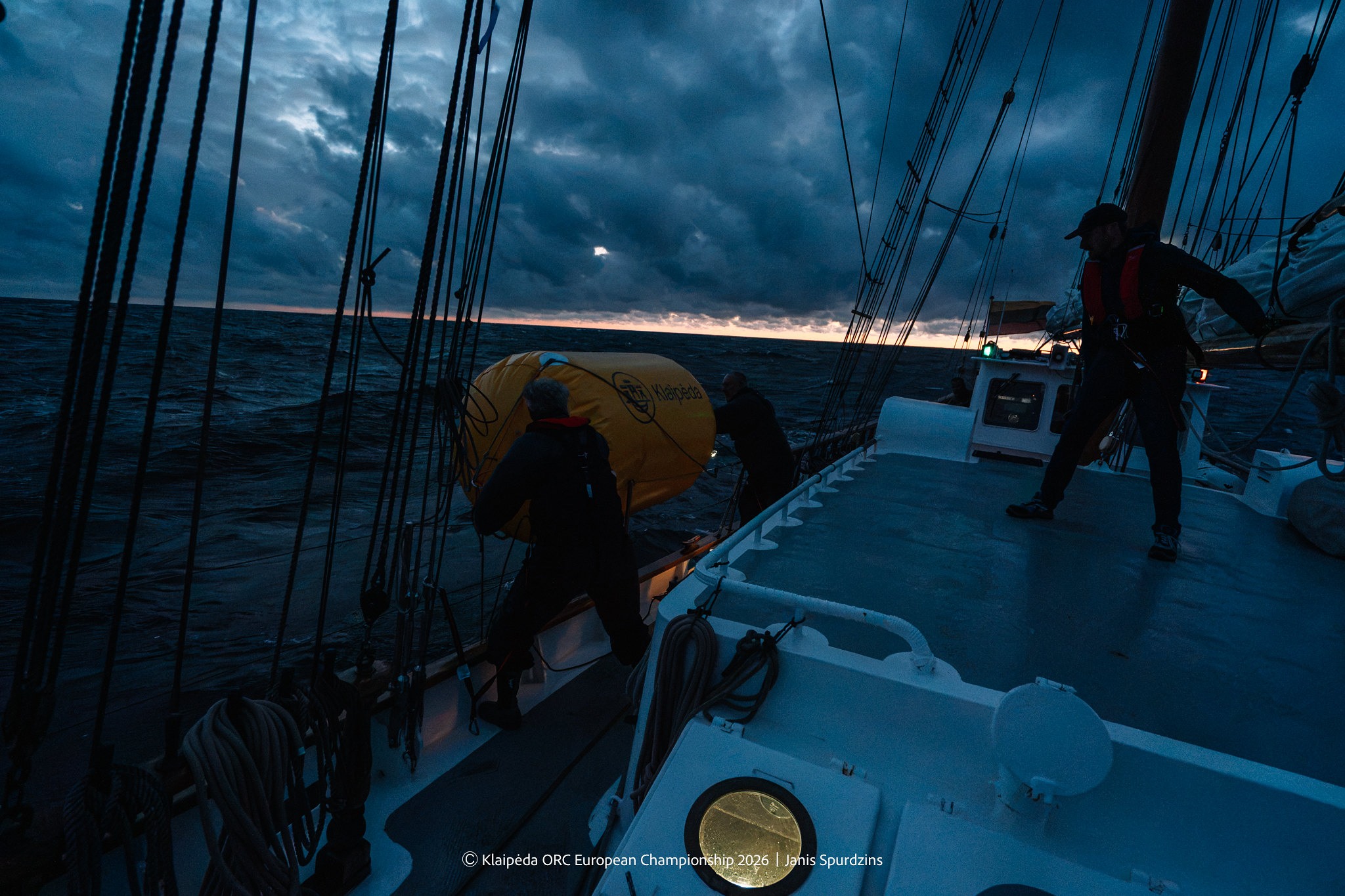 Brabander crew delivering the mark - Klaipėda Port Long Offshore Race - Klaipėda ORC European Championship 2026, Lithuania © Janis Spurdzins