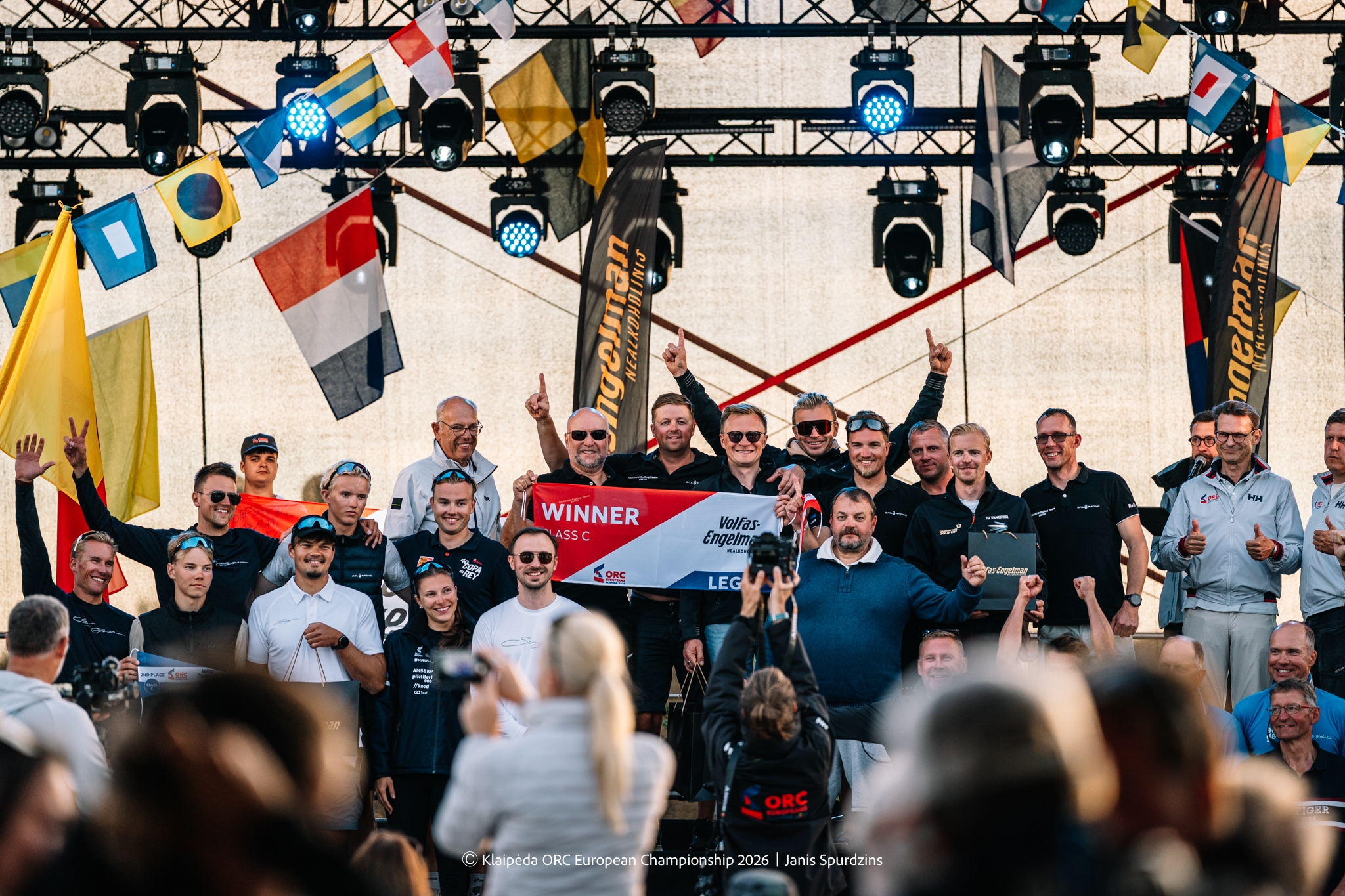 Premiación de la etapa Volfas Engelman - Ganadores de la Clase C ORC - Campeonato Europeo ORC de Klaipėda 2026, Lituania © Domas Rimeika