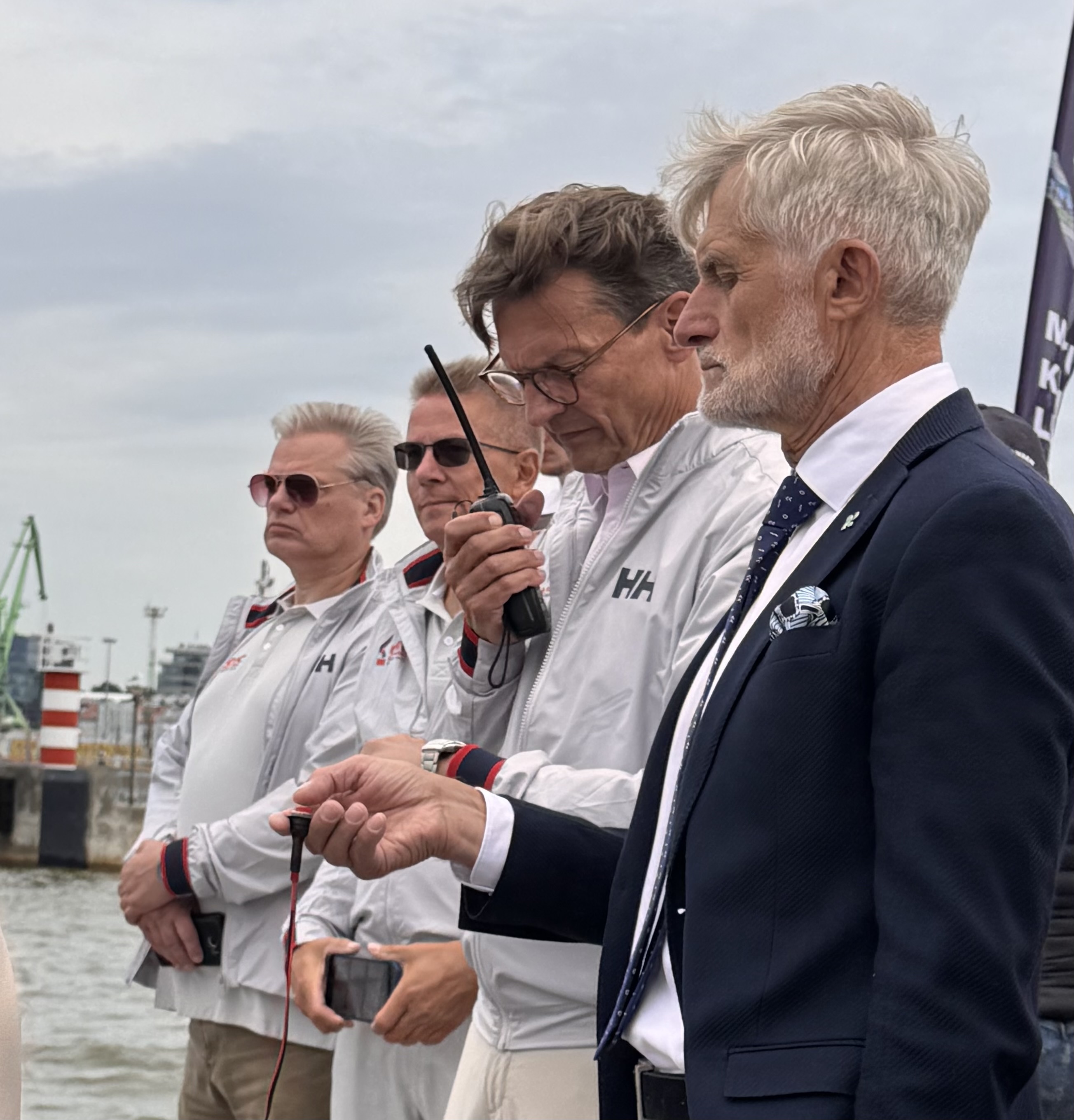 PRO Eckart Reinke and Algis Latakas, Director General of the Klaipėda State Seaport Authority at the Long Offshore Race start - Klaipeda Port leg - Klaipėda ORC European Championship 2026, Lithuania © ORC | Piret Salmistu