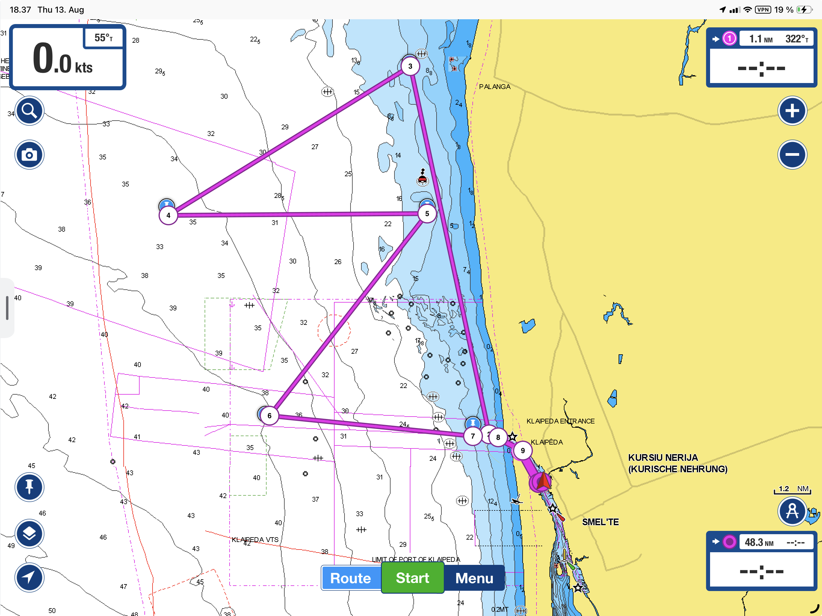 ORC Class AB course for the Coastal Race course - Volfas Engelman Leg