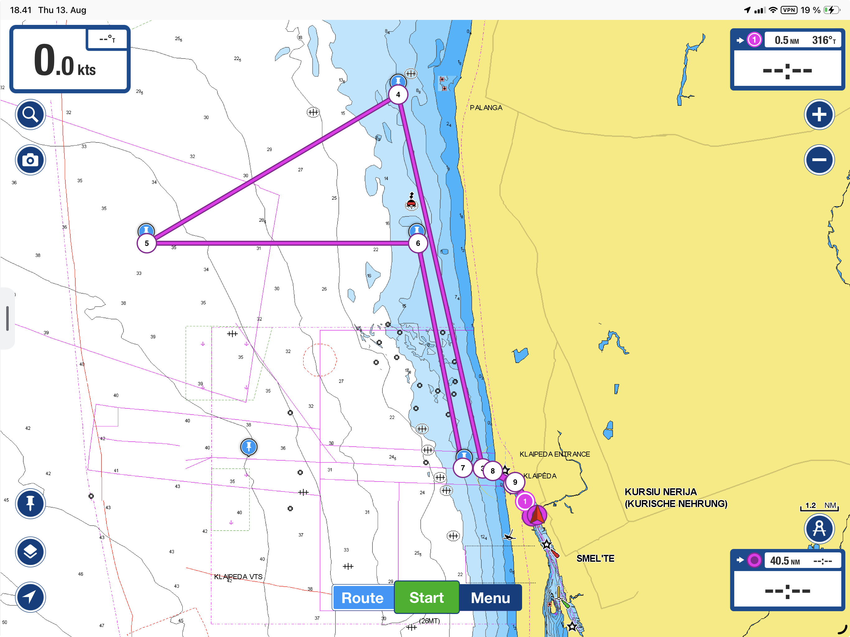 ORC Class C course for the Coastal Race course - Volfas Engelman Leg