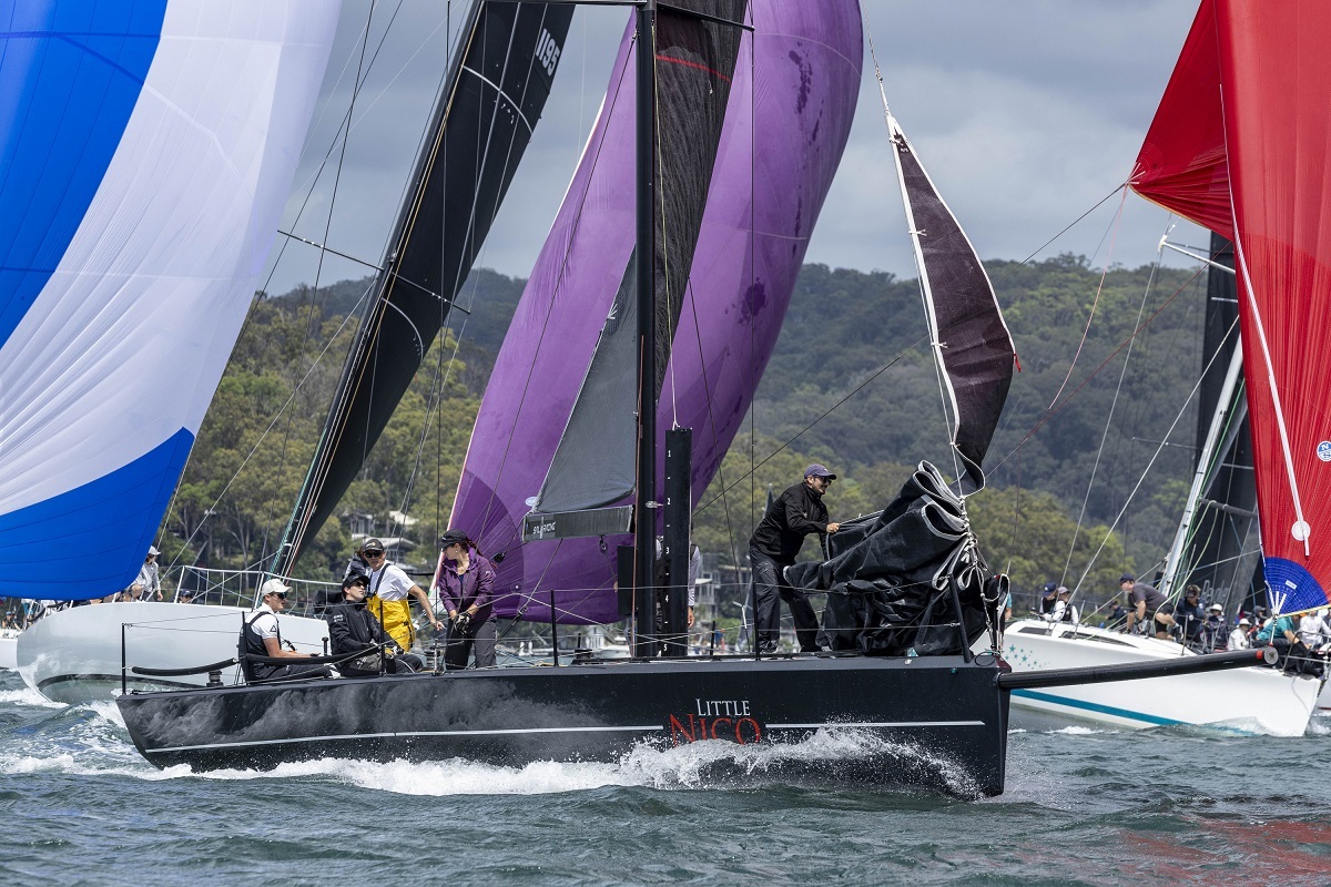 A blaze of colour with Super 40, Litte Nico, in foreground - Pittwater Regatta 2024 © Andrea Francolini / RPAYC