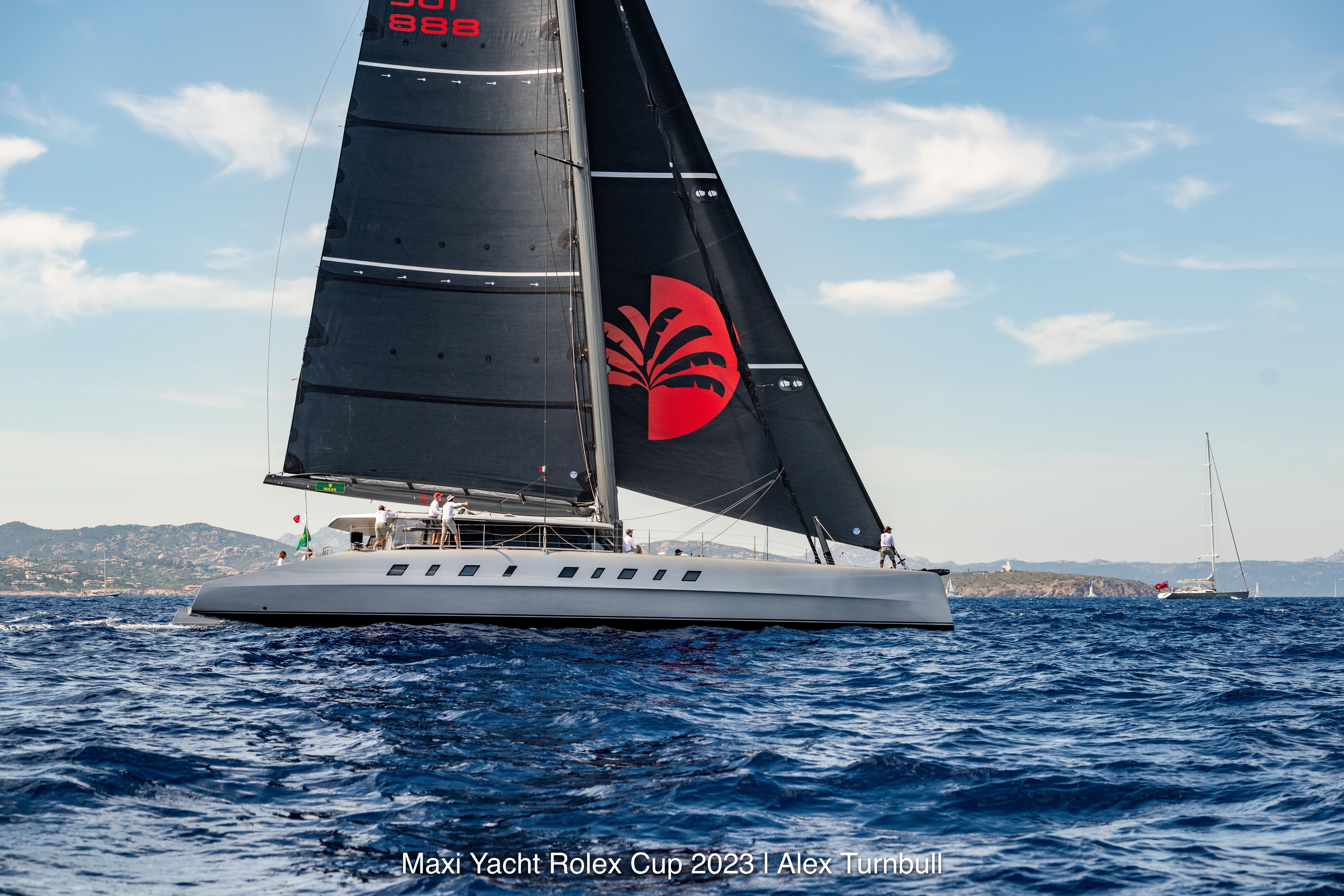 Allegra, winner of the day in the Multihull Class, Maxi Yacht Rolex Cup 2023. Photo credit: Alex Turnbull